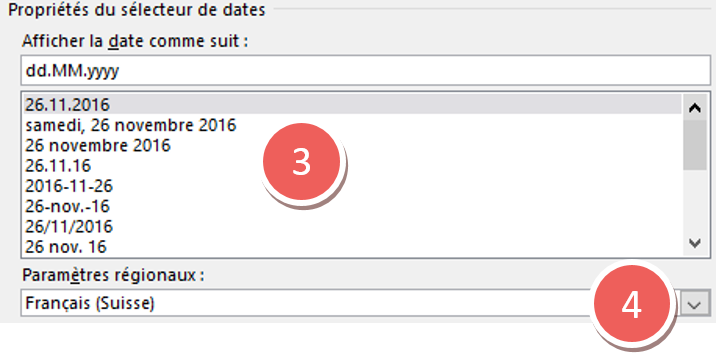 Boîte de dialogue du navigateur de dates