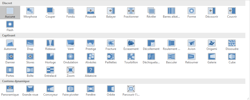 Effets de transition dans PowerPoint