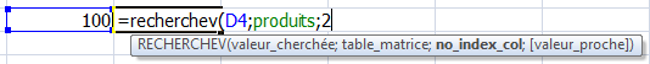 Structure d'une fonction Excel